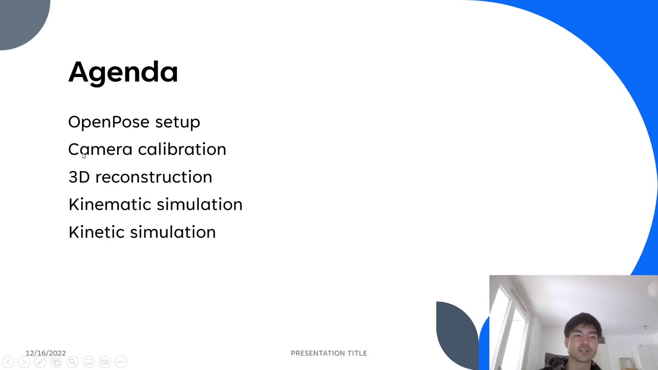 Series agenda: OpenPose setup, Camera calibration, 3D reconstruction, Kinematic simulation, Kinetic simulation