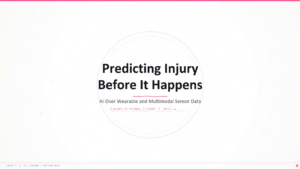 Predicting Injury Before It Happens — AI over wearable and multimodal sensor data: title slide of a three-paper review.