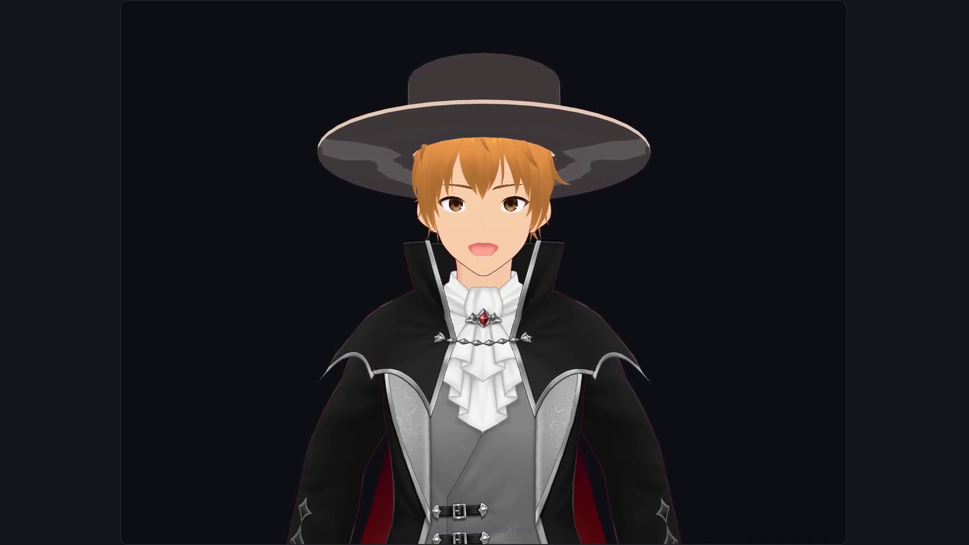 The same VRM avatar driving a facial expression — an open-mouth vowel shape from VRM's standardized expression set, used for lip sync.